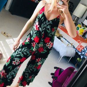 Audrey 3+1 Floral Jumpsuit in Black and Red